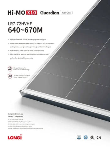 LONGI LR7-72HVHF 640W–670W SOLAR PANEL
