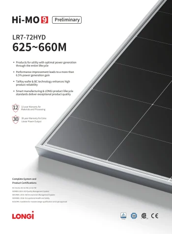 LONGI LR7-72HYD 625W–660W SOLAR PANEL