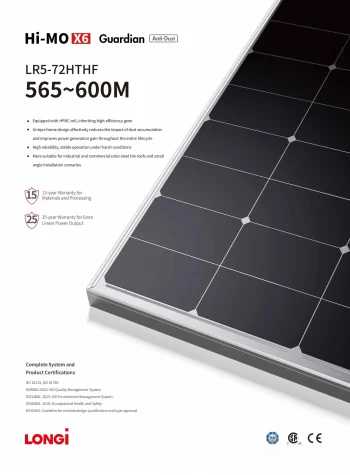 LONGI LR5-72HTHF 565W–600W SOLAR PANEL